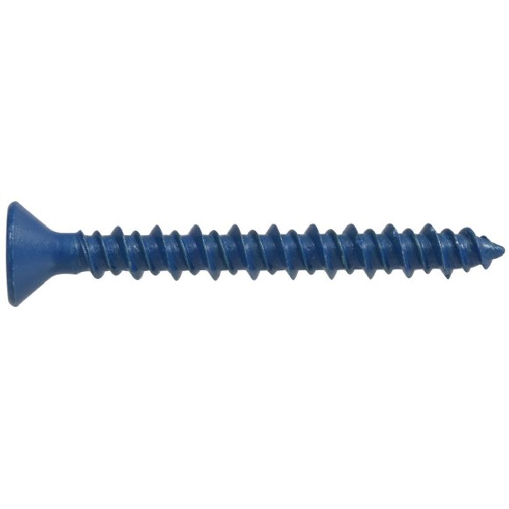 Hillman, 1/4" x 2.25" Blue Flat-Head Phillips Tapper Concrete Screw Anchors, 4 pk