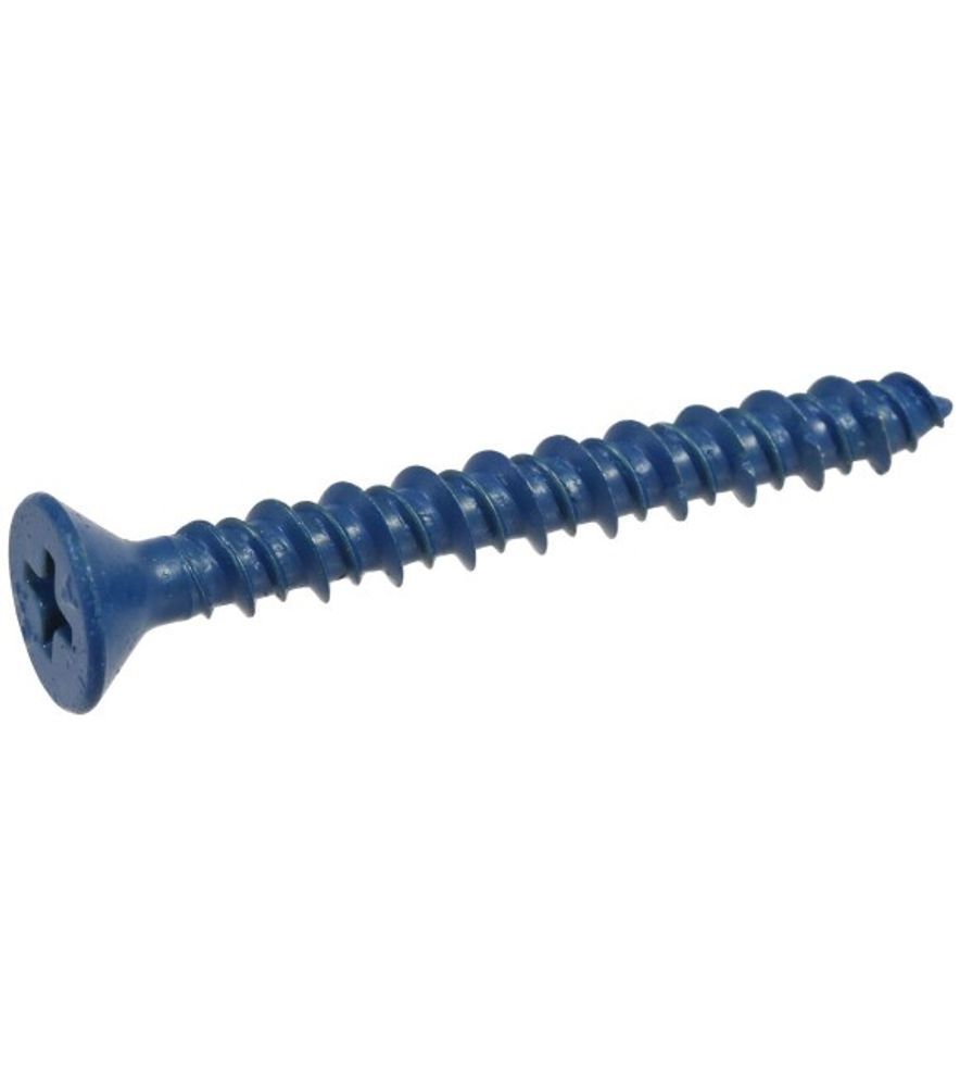 Hillman, 1/4" x 2.25" Blue Flat-Head Phillips Tapper Concrete Screw Anchors, 4 pk