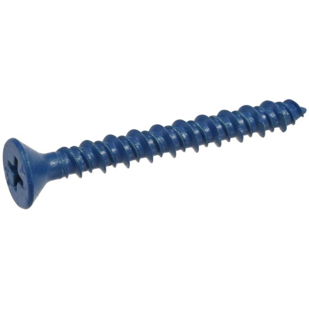 Hillman, 3/16" x 1.75" Blue Flat-Head Phillips Tapper Concrete Screw Anchors, 5 pk