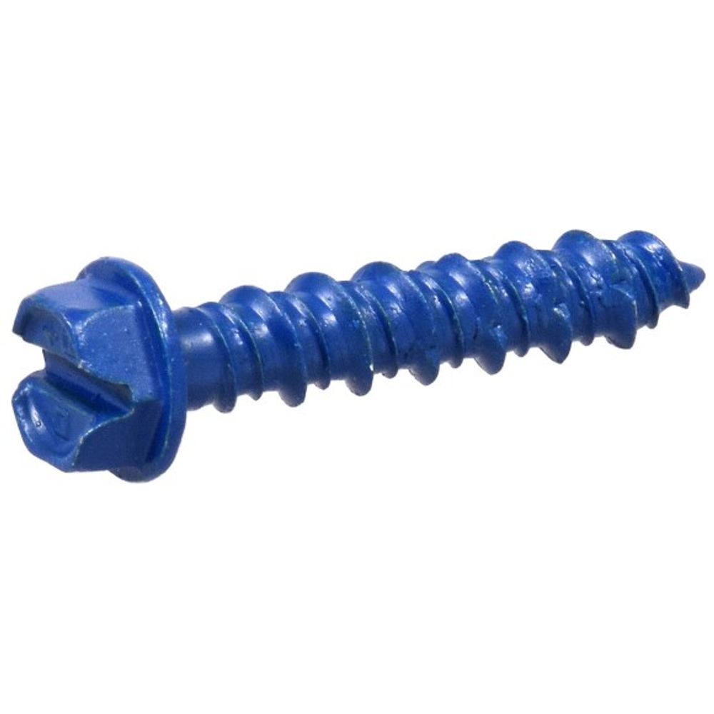 Hillman, 1/4" x 1.25" Blue Slotted Hex Washer Tapper Concrete Screw Anchors, 5 pk