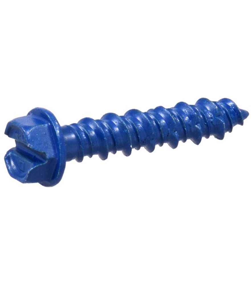 Hillman, 1/4" x 1.25" Blue Slotted Hex Washer Tapper Concrete Screw Anchors, 5 pk