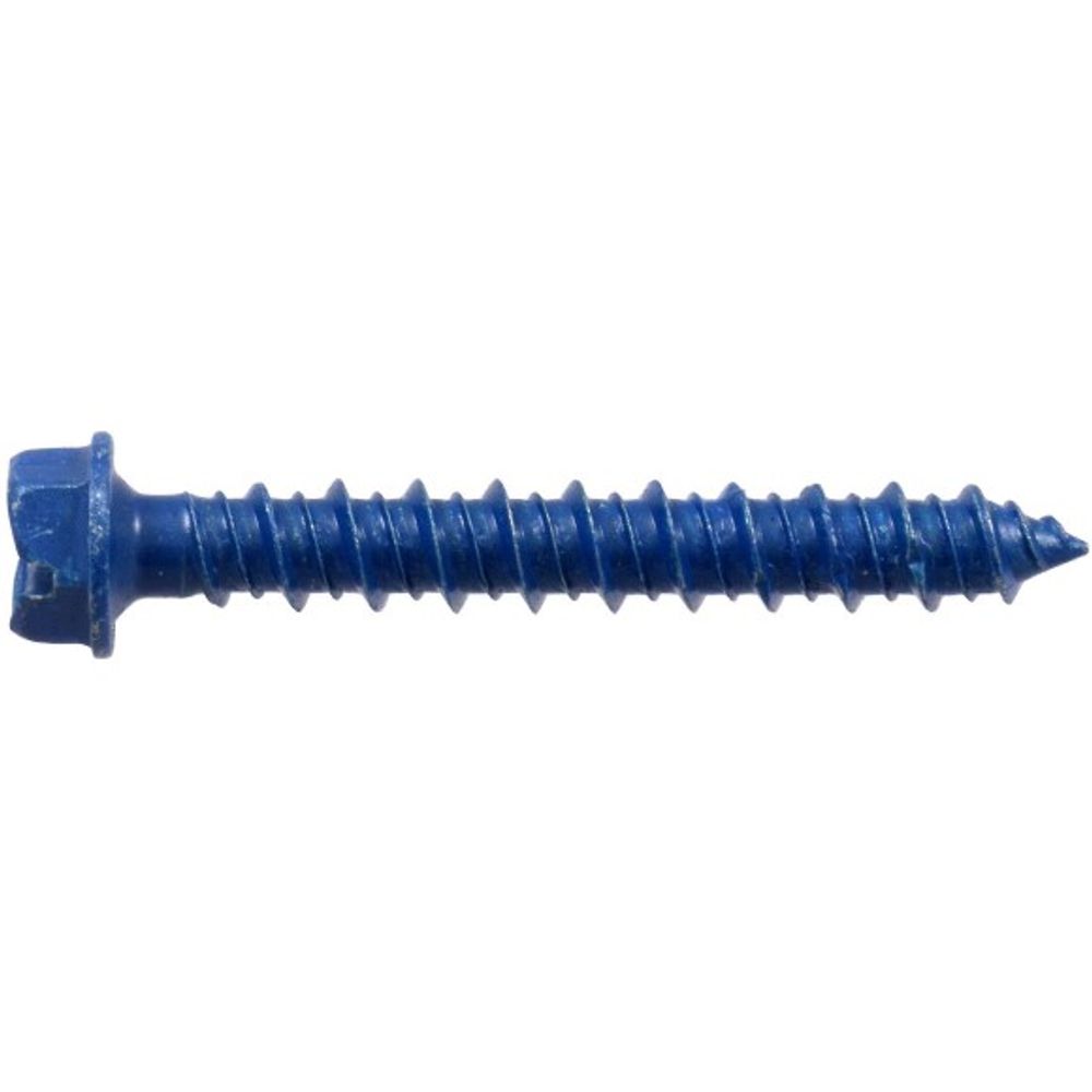 Hillman, 1/4" x 1.75" Blue Slotted Hex Washer Tapper Concrete Screw Anchors, 5 pk