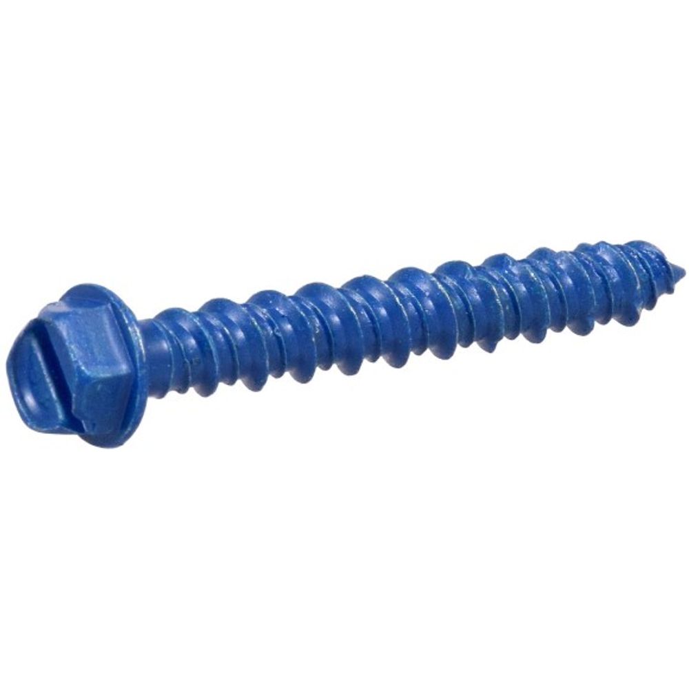 Hillman, 1/4" x 1.75" Blue Slotted Hex Washer Tapper Concrete Screw Anchors, 5 pk