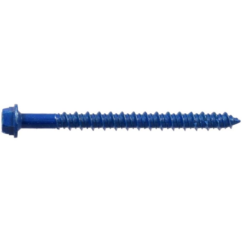 Hillman, 1/4" x 2.75" Blue Slotted Hex Washer Tapper Concrete Screw Anchors, 4 pk