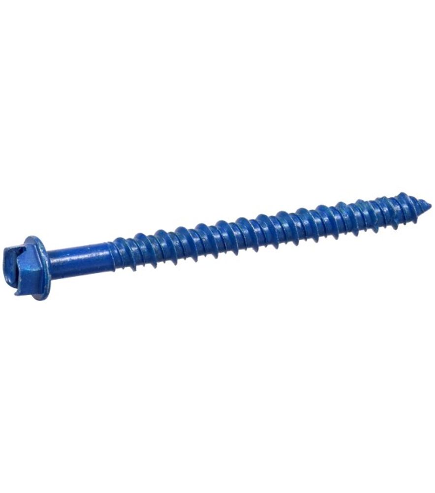 Hillman, 1/4" x 2.75" Blue Slotted Hex Washer Tapper Concrete Screw Anchors, 4 pk
