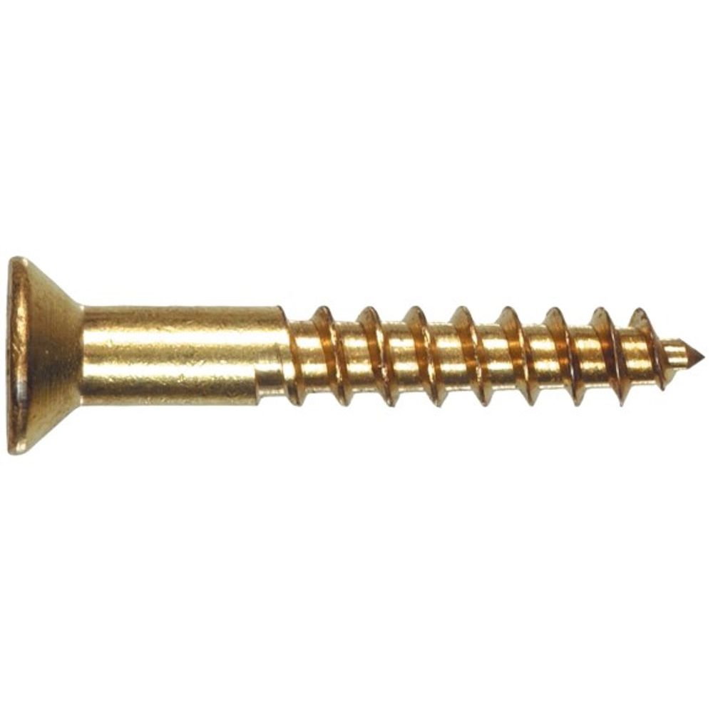 Hillman, #10 x 1.25" Brass Flat Head Phillips Wood Screws, 3 pk