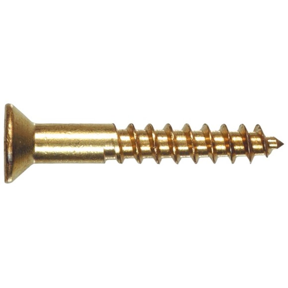 Hillman, #6 x 1.25" Brass Flat Head Phillips Wood Screws, 4 pk