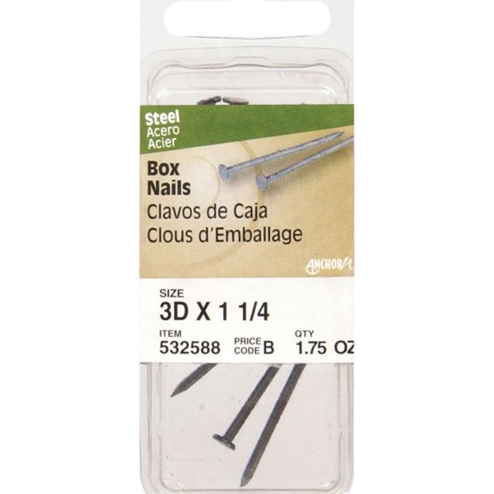Hillman, 3D x 1.25" Bright Box Nails, 1.75 oz