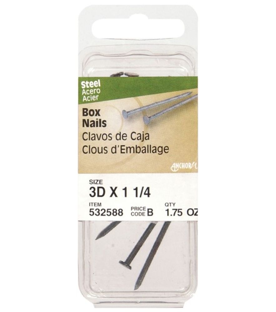 Hillman, 3D x 1.25" Bright Box Nails, 1.75 oz