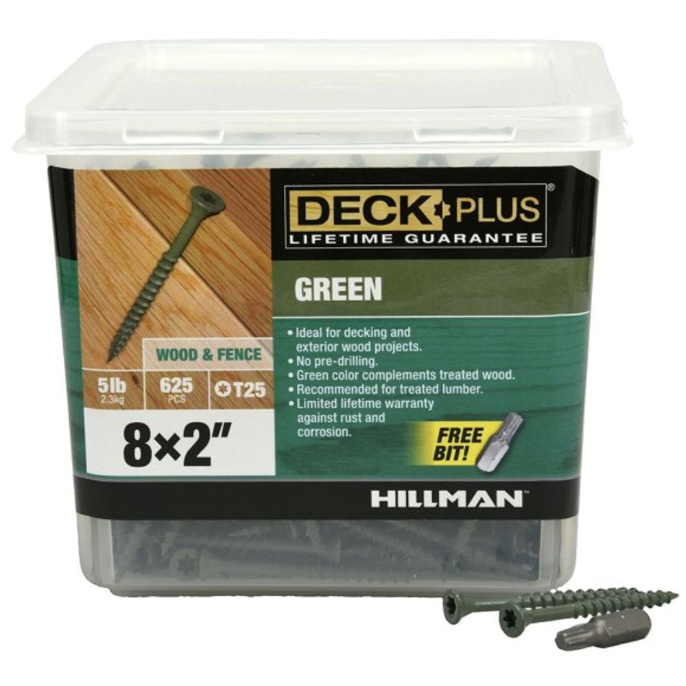 Hillman, #8 x 2" Deck Plus Green Deck Screw, 5 lb