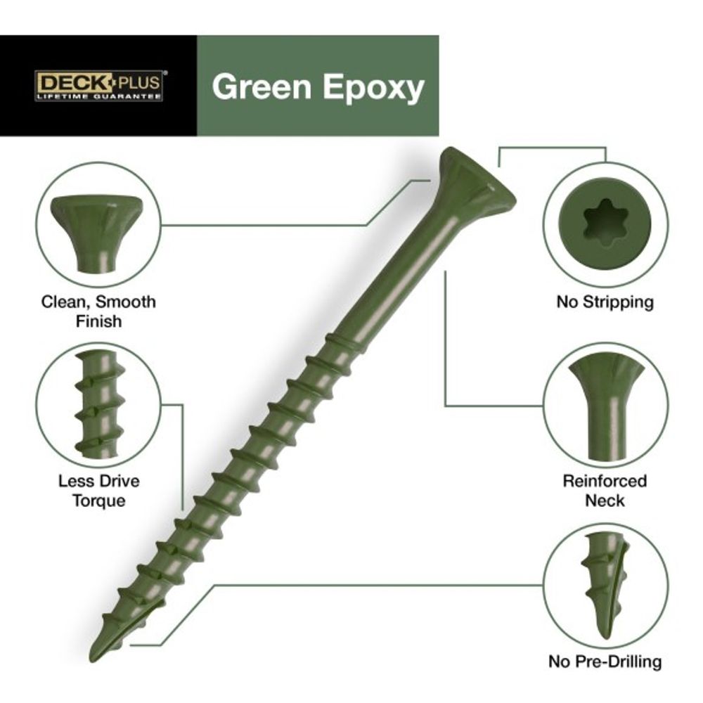 Hillman, #8 x 2" Deck Plus Green Deck Screw, 5 lb
