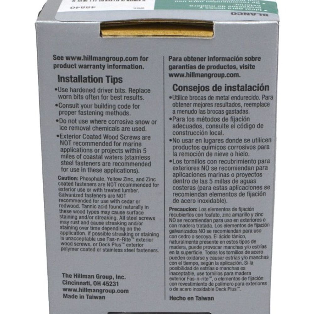 Hillman, #8 x 1 5/8" Deck Plus White Deck Screws, 1 lb