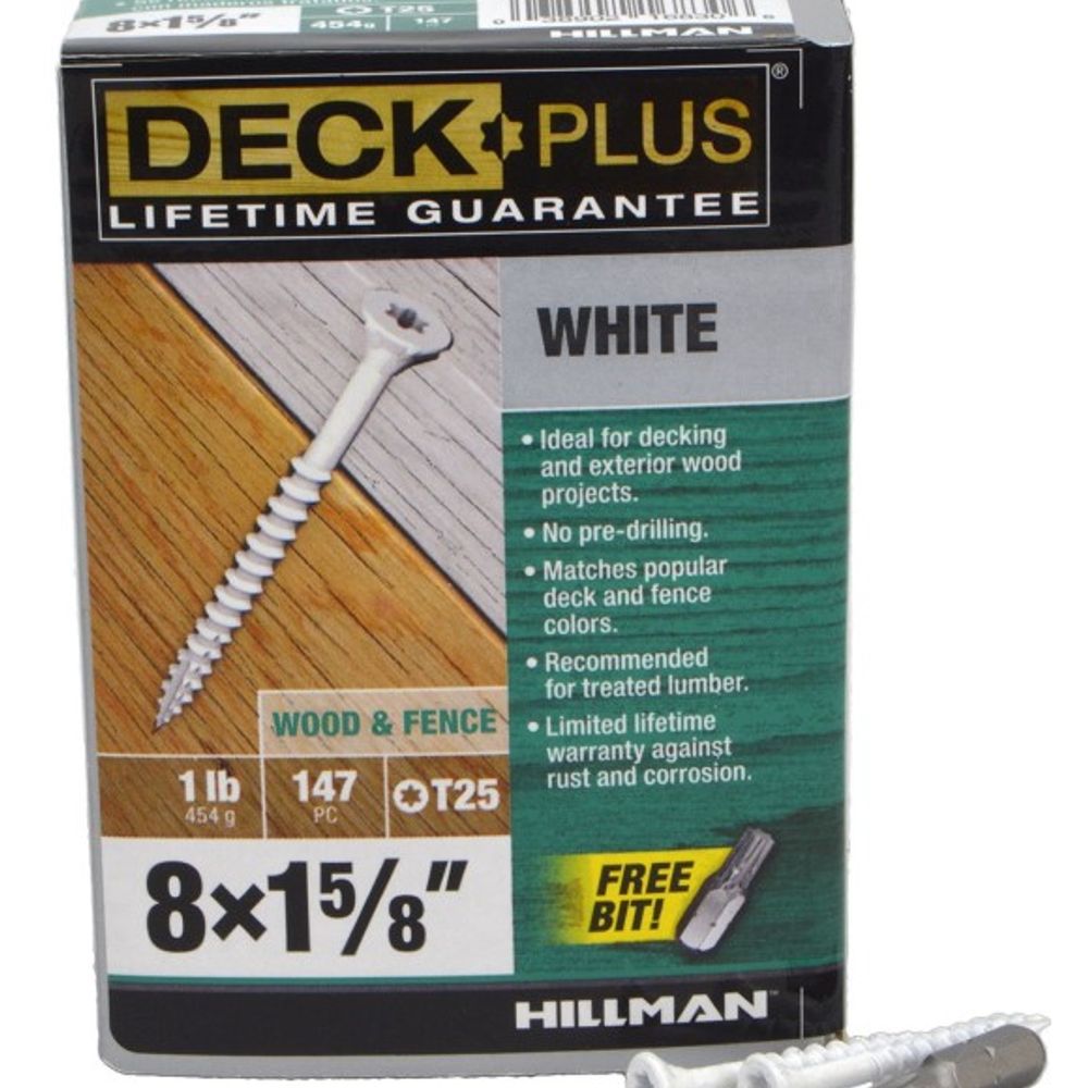 Hillman, #8 x 1 5/8" Deck Plus White Deck Screws, 1 lb