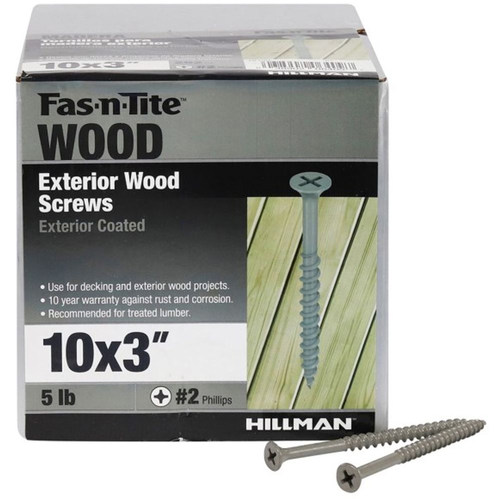 Hillman, #10 x 3" Fas-N-Tite Gray Exterior Coated Wood Screws, 5 lb