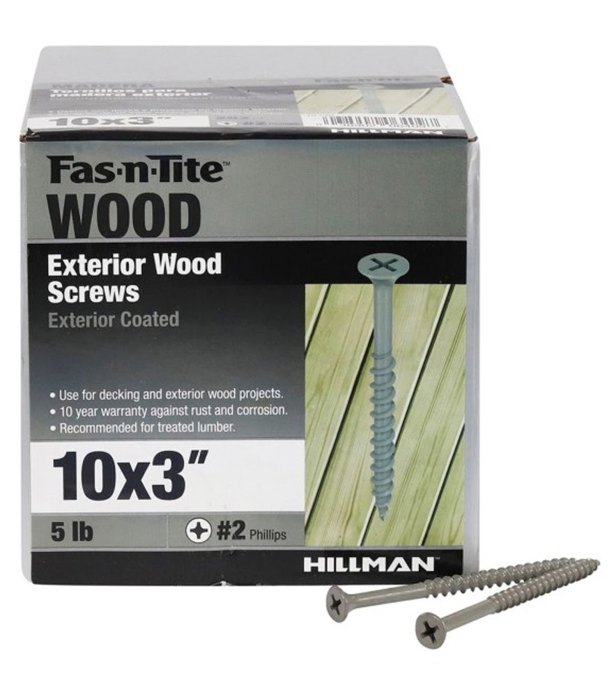 Hillman, #10 x 3" Fas-N-Tite Gray Exterior Coated Wood Screws, 5 lb