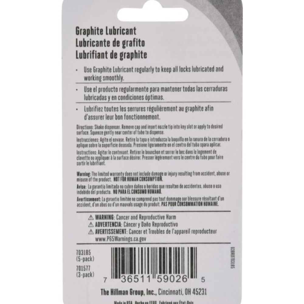 Hillman, 3 Gram Graphite Key Lubricant Tube