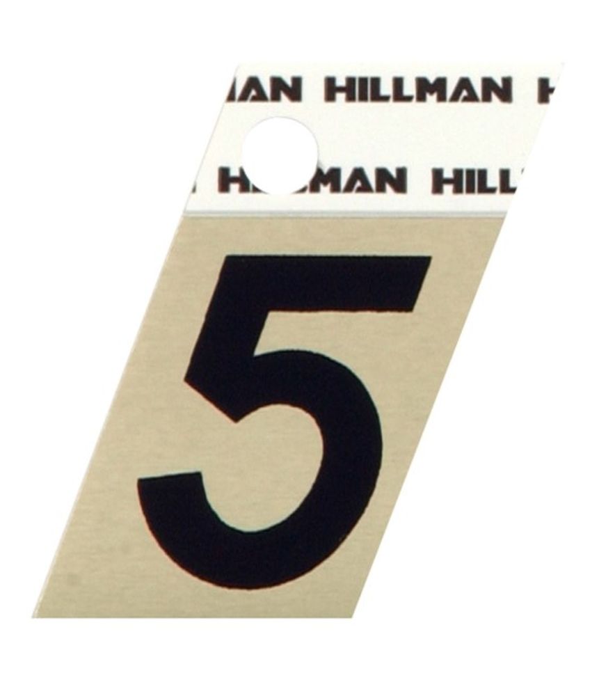 Hillman, 1.5" Black & Gold Adhesive Angle-Cut House #5