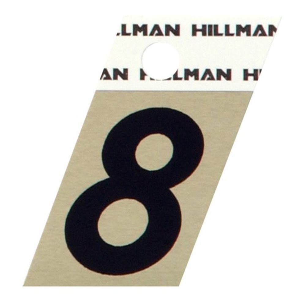 Hillman, 1.5" Black & Gold Adhesive Angle-Cut House #8