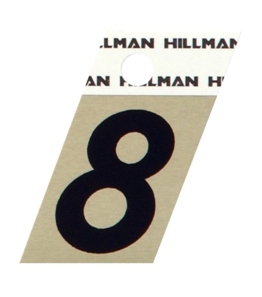 Hillman, 1.5" Black & Gold Adhesive Angle-Cut House #8