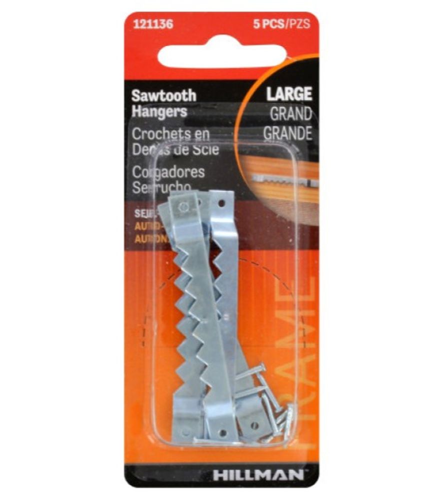 Hillman, Large Self-Leveling Sawtooth Hangers, 5 pk