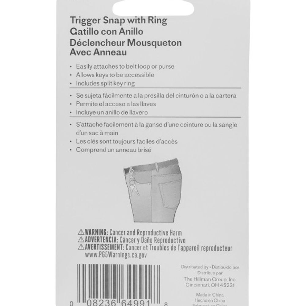 Hillman, Metal Tigger Snap Hook with Key Ring