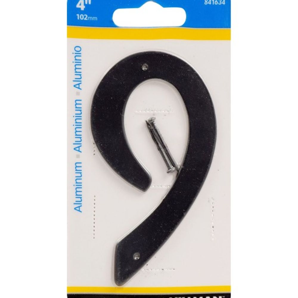 Hillman, 4" Black Aluminum Nail On House #9