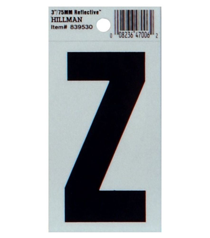 Hillman, 3" Black & Silver Thin Reflective Adhesive Letter Z