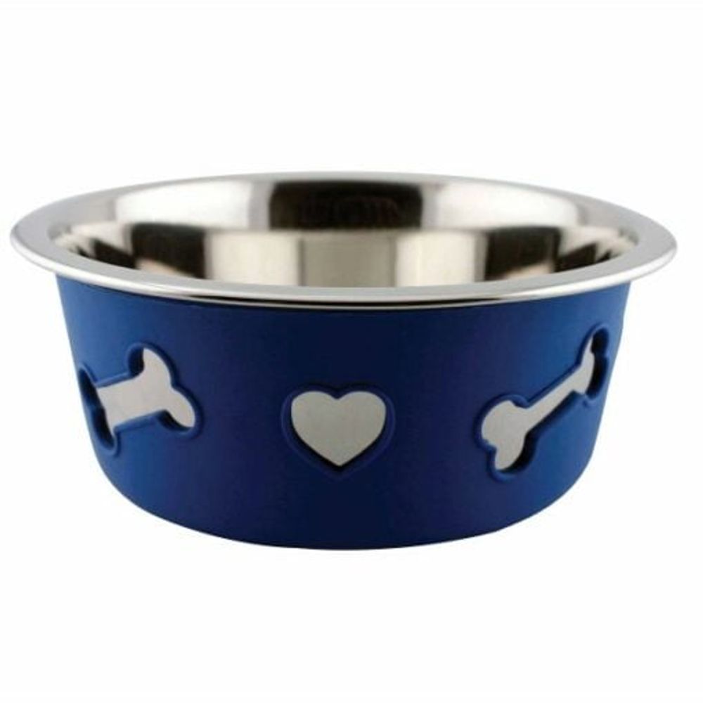 Weatherbeeta, Assorted Non-Slip Stainless Steel Silicone Bone Dog Bowl