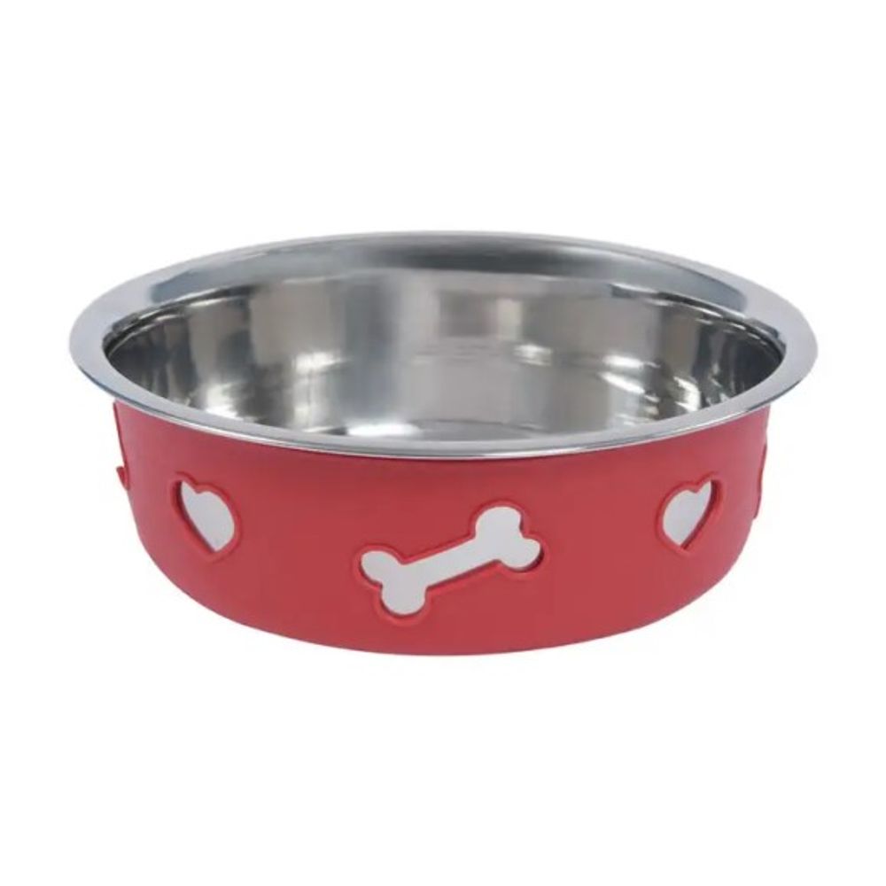 Weatherbeeta, Assorted Non-Slip Stainless Steel Silicone Bone Dog Bowl