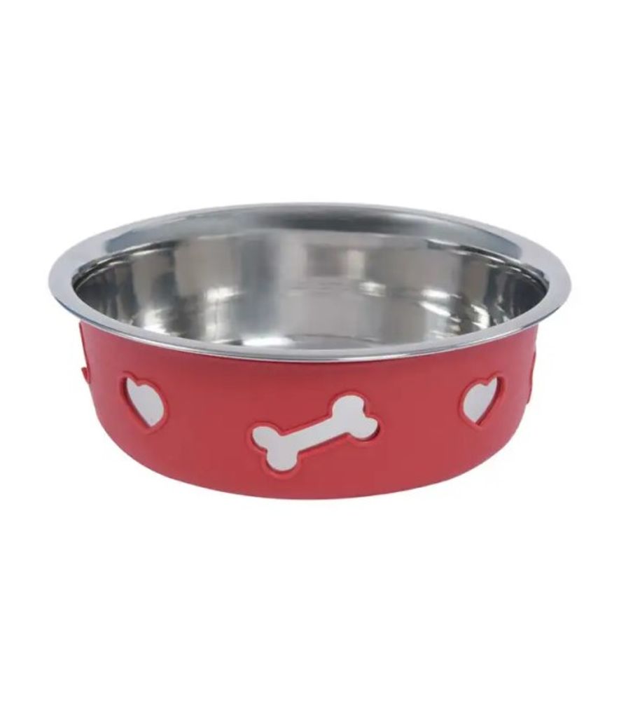 Weatherbeeta, Assorted Non-Slip Stainless Steel Silicone Bone Dog Bowl