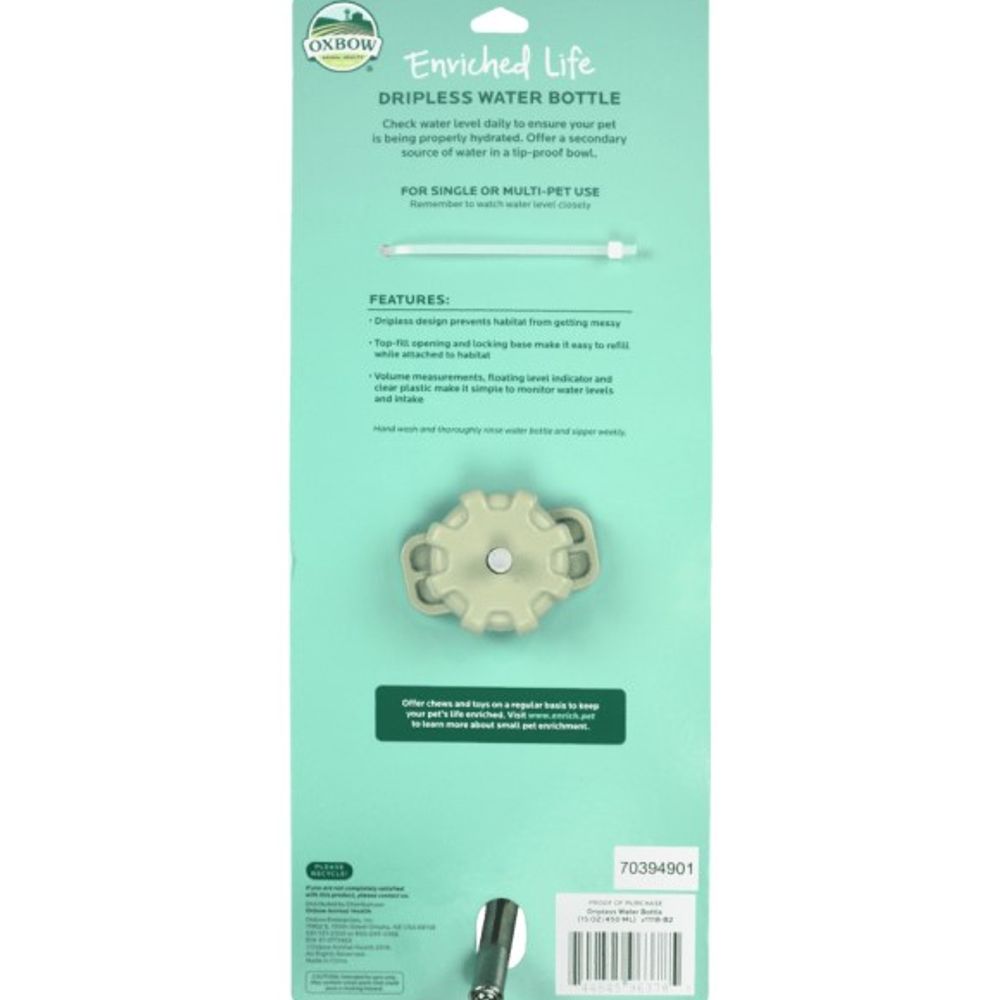 Oxbow, Dripless Water Bottle, 15 oz