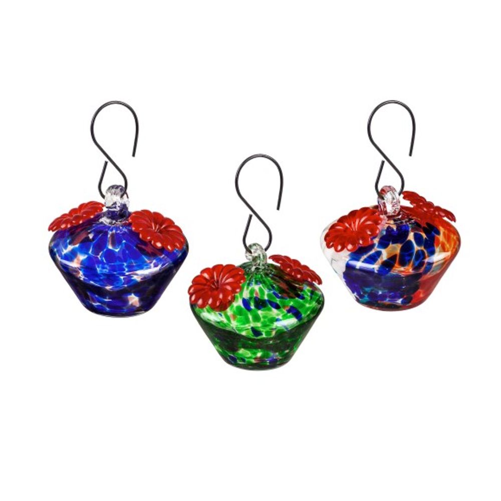 Evergreen, Speckle Paint Glass Hummingbird Feeder 