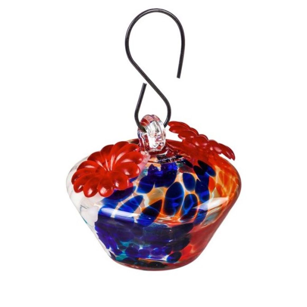 Evergreen, Speckle Paint Glass Hummingbird Feeder 