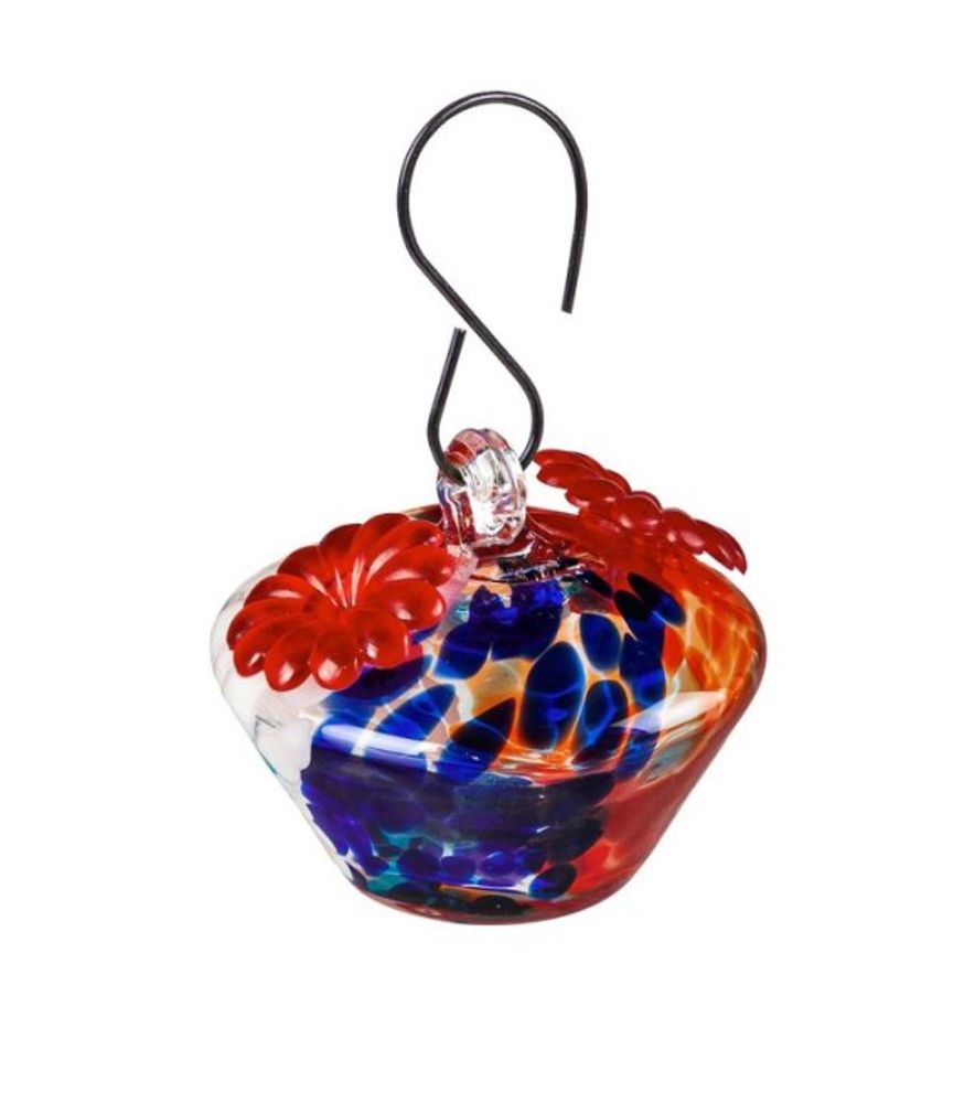 Evergreen, Speckle Paint Glass Hummingbird Feeder