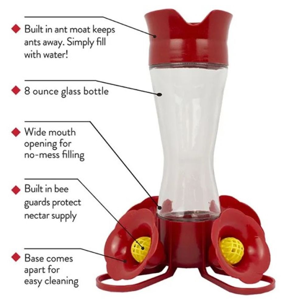 Perk-Pet, Pinch-Waist Glass Hummingbird Feeder, 8 oz