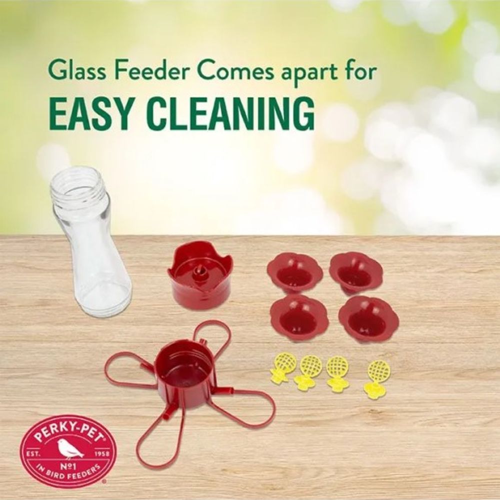 Perk-Pet, Pinch-Waist Glass Hummingbird Feeder, 8 oz