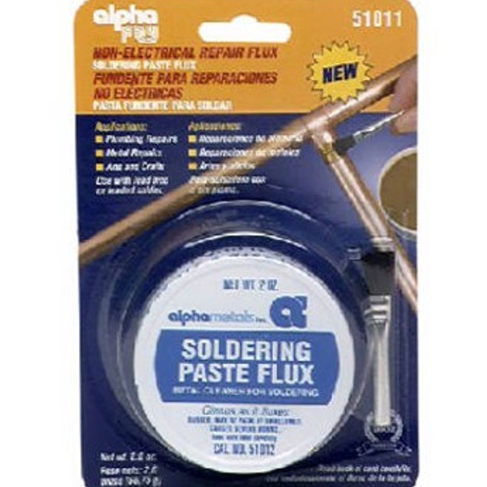 Alpha Metals Non-Electrical Acid Paste, Flux & Brush, 2 oz.