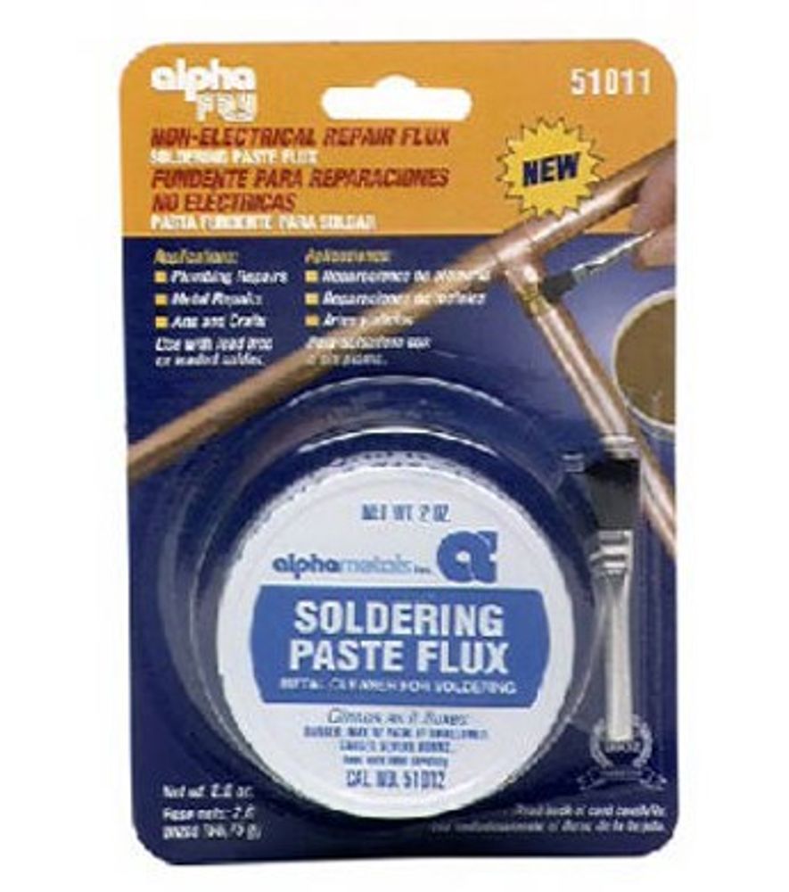 Alpha Metals Non-Electrical Acid Paste, Flux & Brush, 2 oz.
