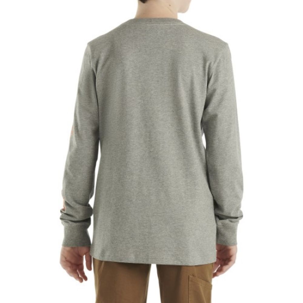 Carhartt, Boy's Gray Long Sleeve Pocket T-Shirt, CA6458