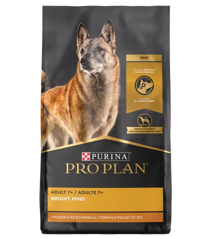 Purina Pro Plan, Adult 7+ Bright Mind Chicken & Rice Formula Dog Food, 30 lb