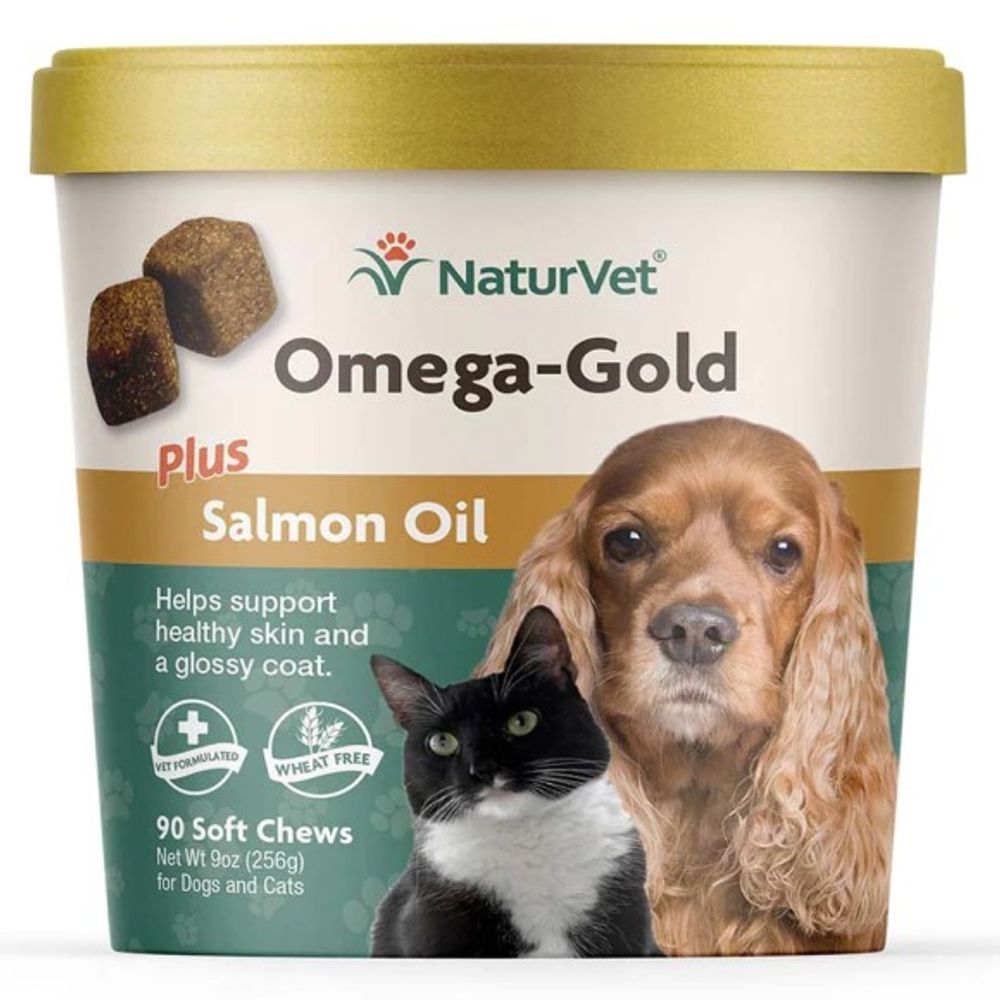 NaturVet, Omega-Gold Salmon Oil Soft Chew For Dogs & Cats, 90 ct