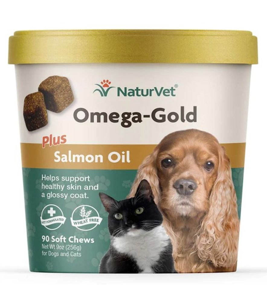 NaturVet, Omega-Gold Salmon Oil Soft Chew For Dogs & Cats, 90 ct