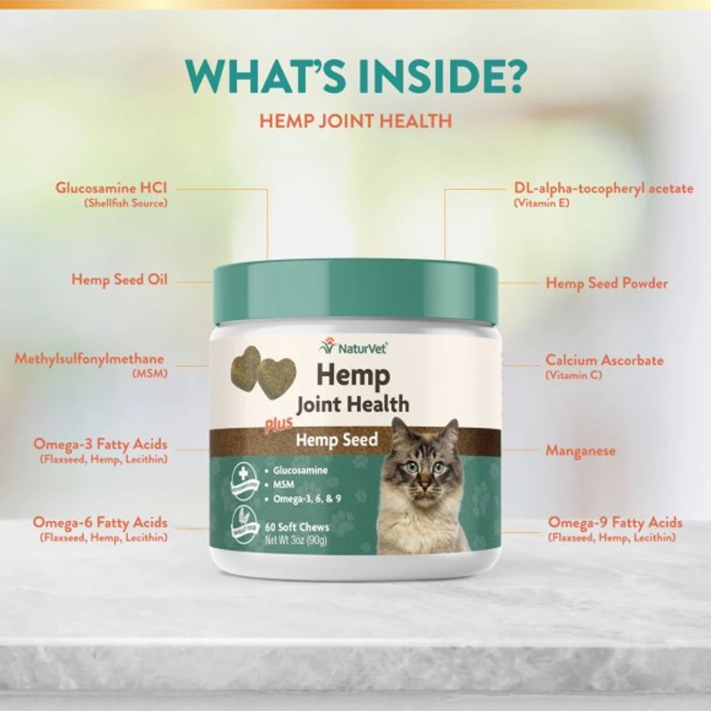 NaturVet, Hemp Joint Health Soft Chews For Cats, 60 ct