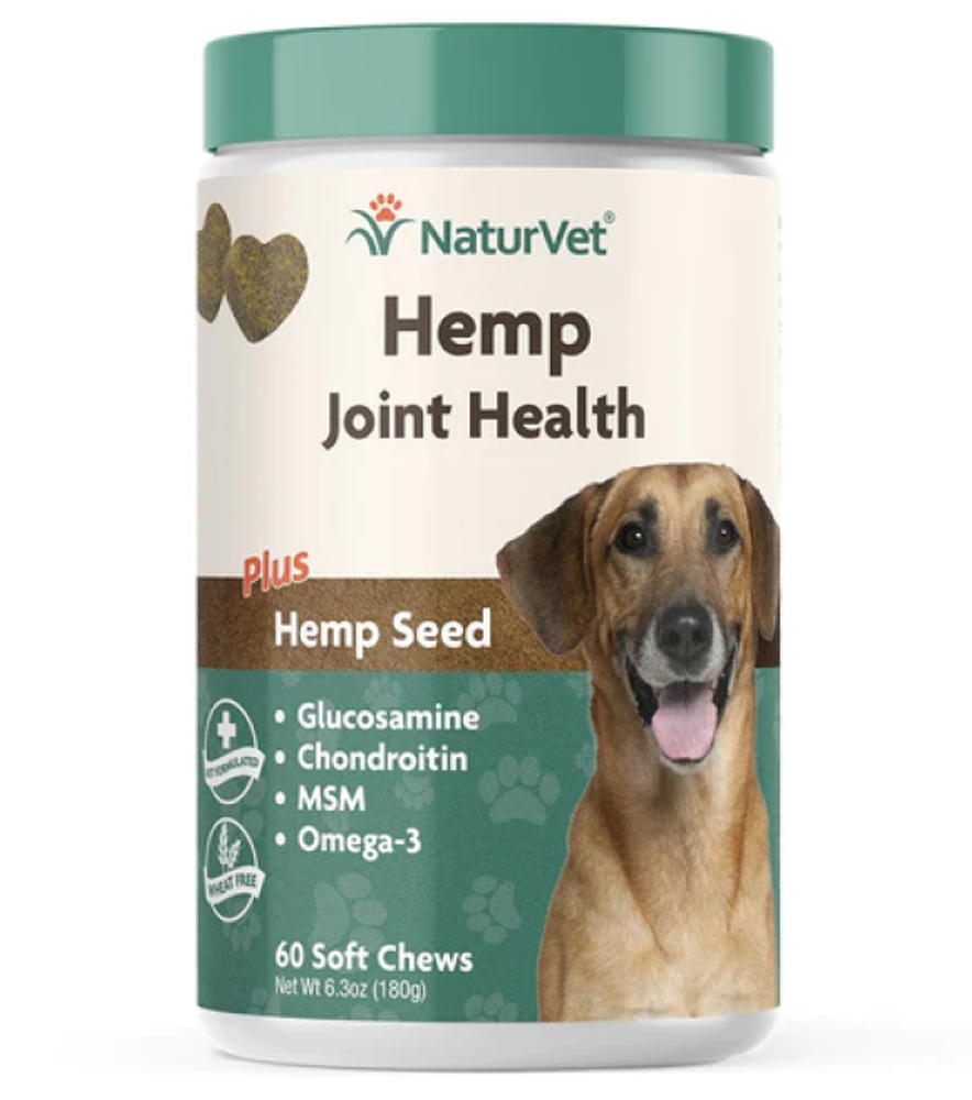 NaturVet, Hemp Joint Health Soft Chew For Dogs, 60 ct