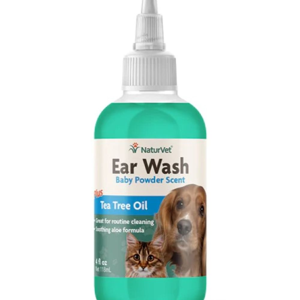 NaturVet, Tea Tree Oil Ear Wash For Dogs & Cats, 4 oz