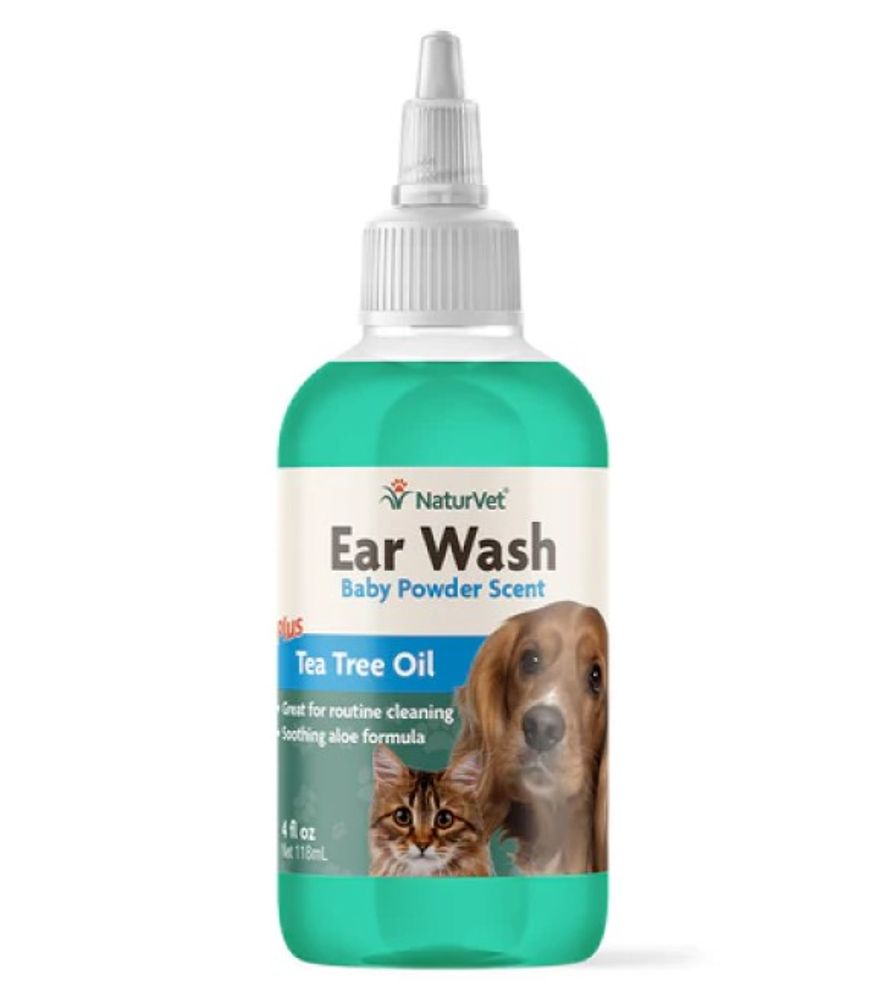 NaturVet, Tea Tree Oil Ear Wash For Dogs & Cats, 4 oz