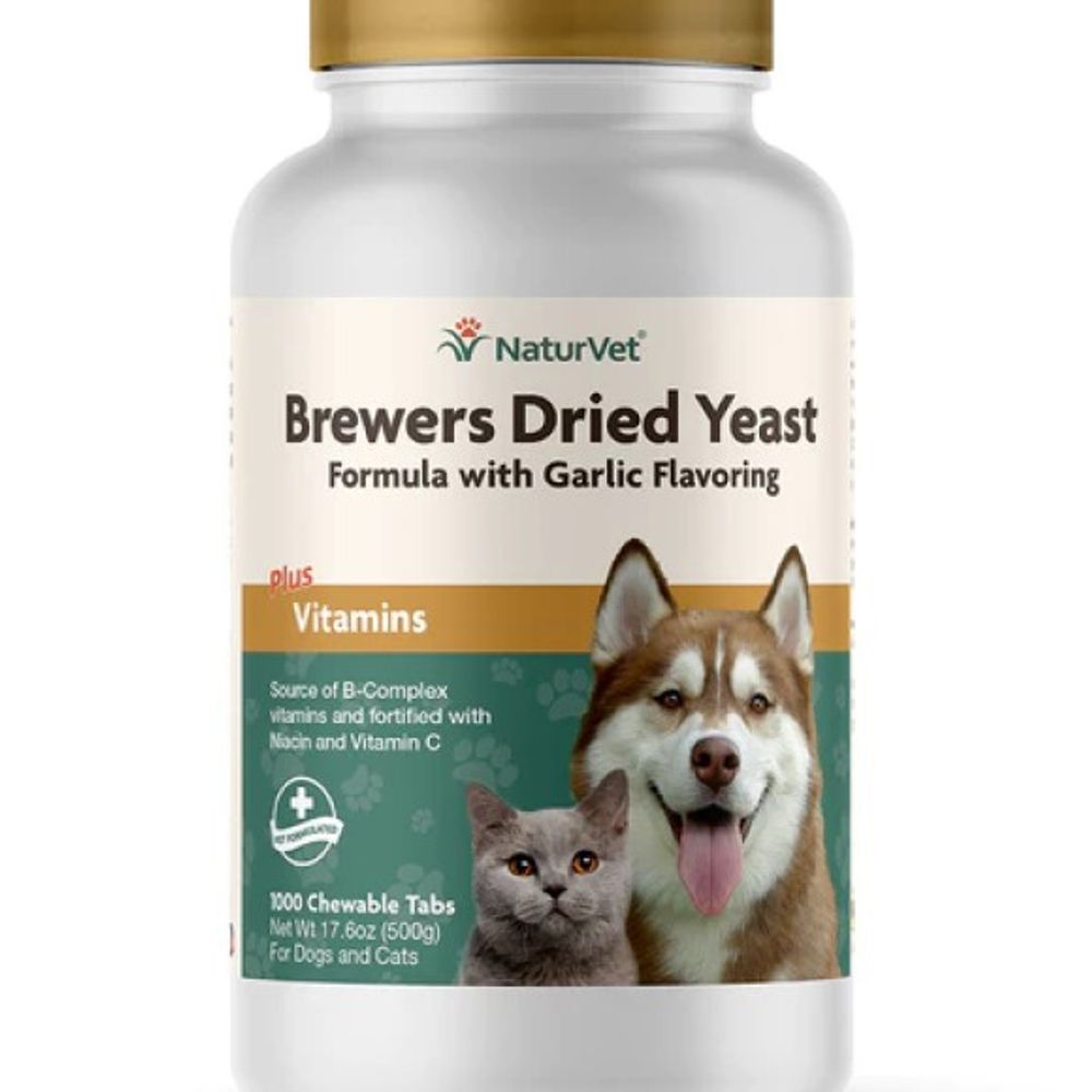NaturVet, Brewers Dried Yeast Formula with Garlic Flavoring For Dogs & Cats, 1000 ct