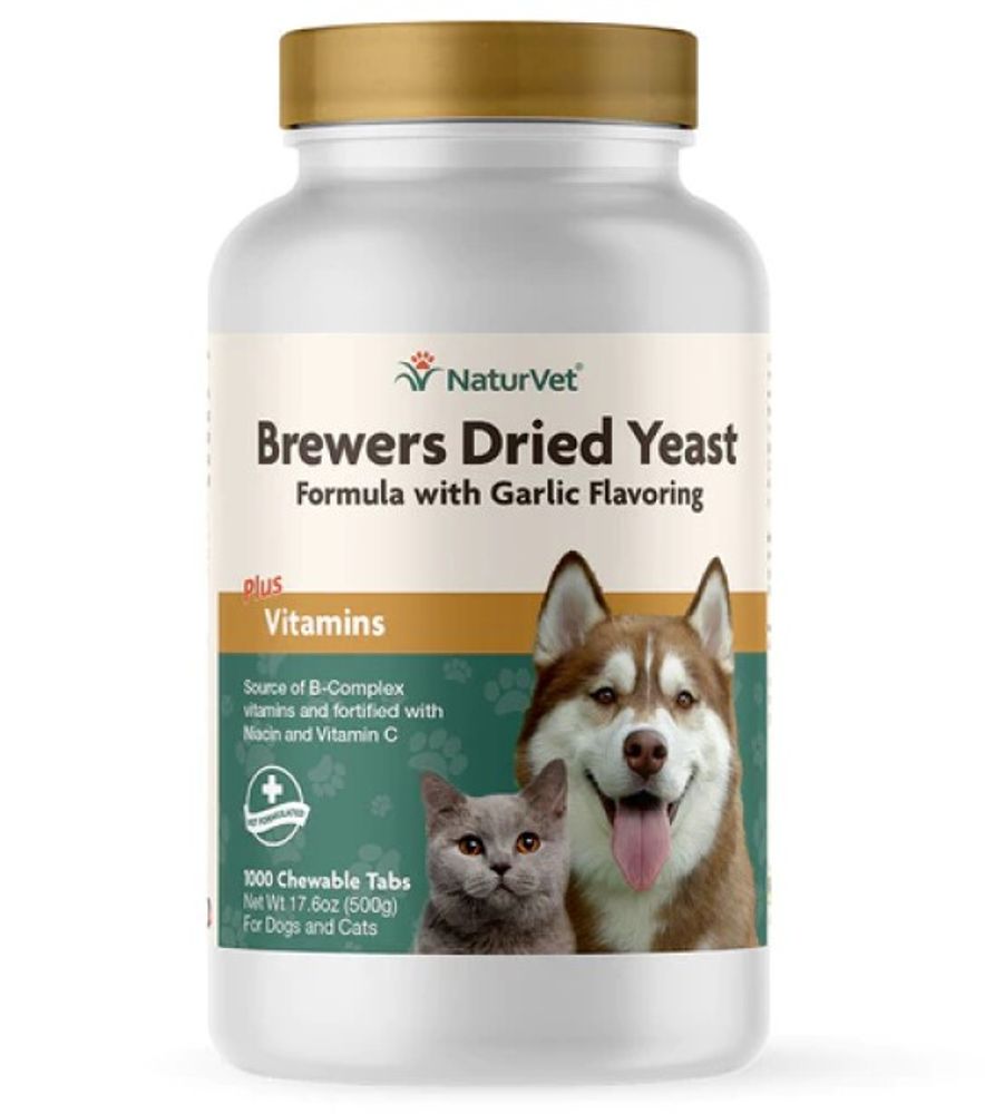 NaturVet, Brewers Dried Yeast Formula with Garlic Flavoring For Dogs & Cats, 1000 ct