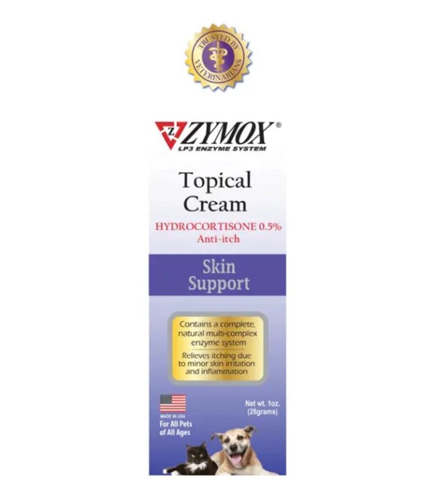 ZYMOX, Topical Cream with 0.5% Hydrocortisone For Pets, 1 oz