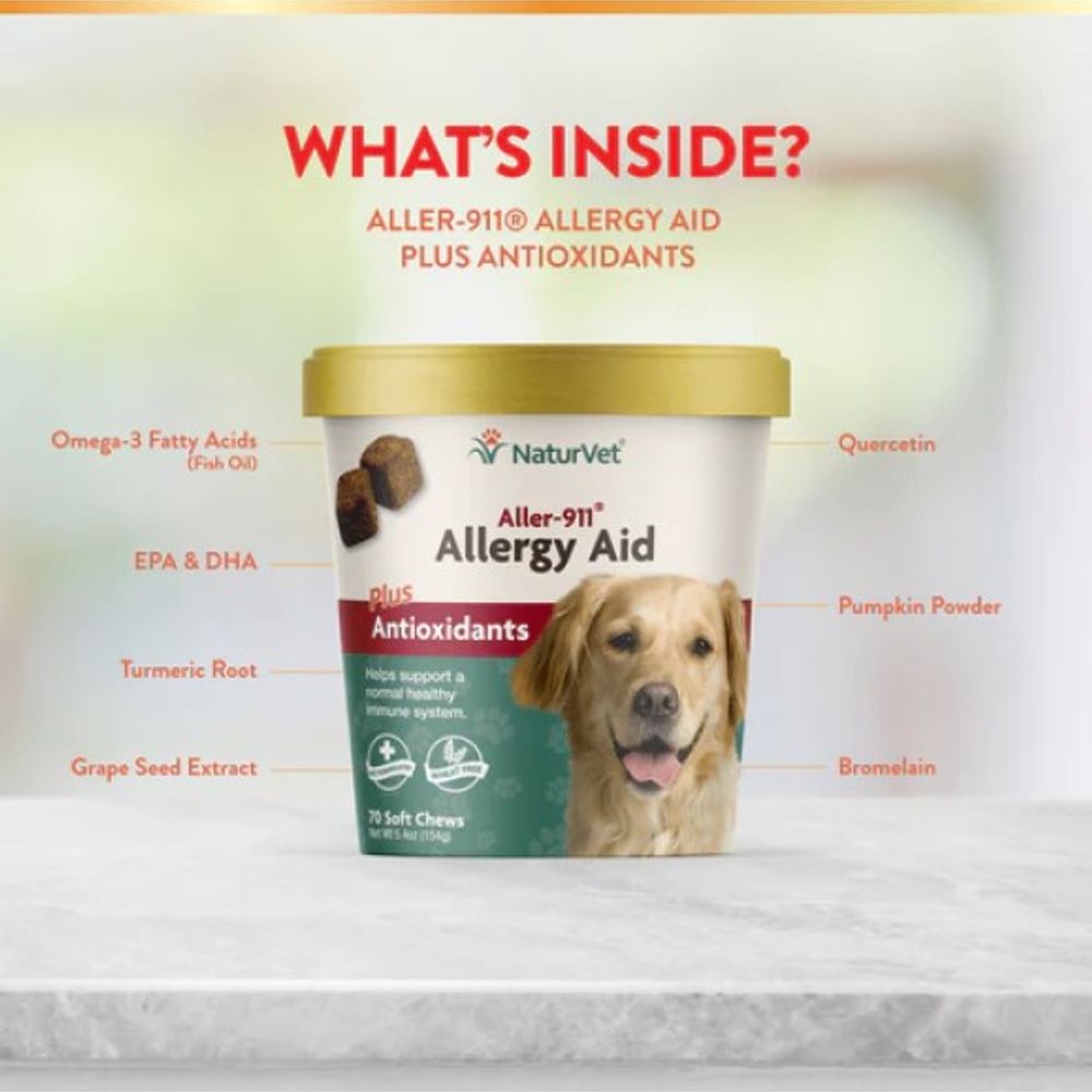 NaturVet, Aller-911 Allergy Aid Soft Chew For Dogs, 70 ct